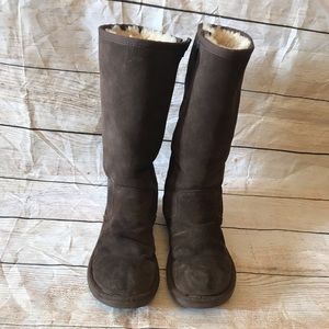 Womens UGG Classic Side Zip Chestnut Brown Suede